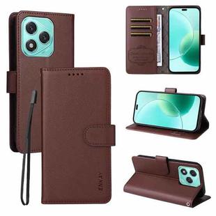 For Honor 400 Lite ENKAY RFID Blocking Wallet Kickstand Litchi Texture Leather Phone Case(Brown)