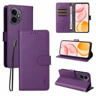 For Honor 400 Global 156.5mm ENKAY RFID Blocking Wallet Kickstand Litchi Texture Leather Phone Case(Purple)
