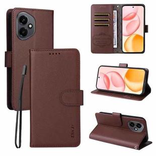 For Honor 400 Global 156.5mm ENKAY RFID Blocking Wallet Kickstand Litchi Texture Leather Phone Case(Brown)