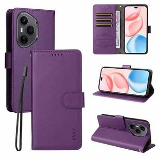 For Honor 400 Pro Global 160.8mm ENKAY RFID Blocking Wallet Kickstand Litchi Texture Leather Phone Case(Purple)