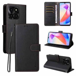 For Honor X6c 4G / X6b 4G ENKAY RFID Blocking Wallet Kickstand Litchi Texture Leather Phone Case(Black)