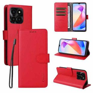 For Honor X6c 4G / X6b 4G ENKAY RFID Blocking Wallet Kickstand Litchi Texture Leather Phone Case(Red)