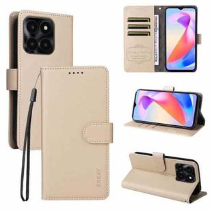 For Honor X6c 4G / X6b 4G ENKAY RFID Blocking Wallet Kickstand Litchi Texture Leather Phone Case(Beige)