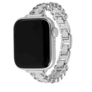 For Apple Watch 42mm / 41mm / 40mm / 38mm Lace Edged Diamond Alloy Metal Watch Band(Starlight)