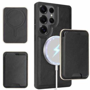 For Samsung Galaxy S25 Ultra 5G Kalebol Slim MagSafe Ring Magnetic Card Bag Side Sticker Leather Phone Case(Black)