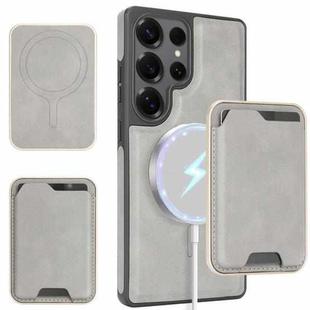 For Samsung Galaxy S25 Ultra 5G Kalebol Slim MagSafe Ring Magnetic Card Bag Side Sticker Leather Phone Case(Gray)