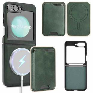 For Samsung Galaxy Z Flip6 Kalebol Slim MagSafe Ring Magnetic Card Bag Side Sticker Leather Phone Case(Green)