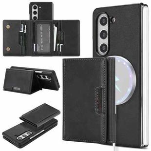 For Samsung Galaxy Z Fold7 5G Kalebol Strong Magnetic MagSafe Tri-Fold Wallet Side Sticker Leather Phone Case(Black)