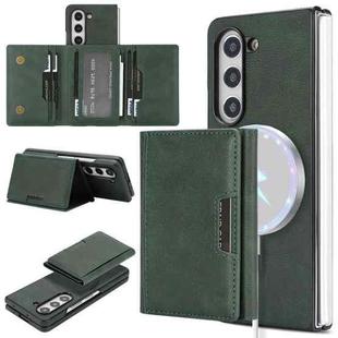 For Samsung Galaxy Z Fold6 Kalebol Strong Magnetic MagSafe Tri-Fold Wallet Side Sticker Leather Phone Case(Green)