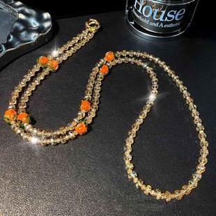 Persimmon Ruyi Crystal Mobile Phone Chain(Orange)