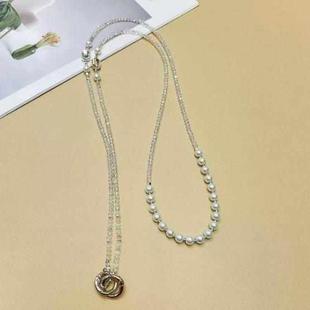 Crystal Pearl Mobile Phone Long Chain(Pearly White)