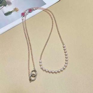 Crystal Pearl Mobile Phone Long Chain(Pearly Pink)