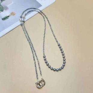 Crystal Pearl Mobile Phone Long Chain(Pearl Gray)