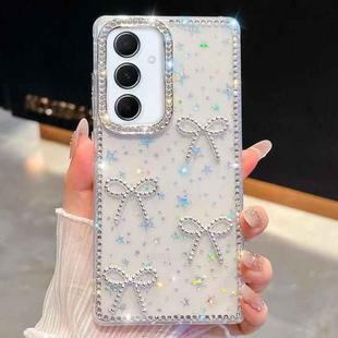 For Samsung Galaxy A56 5G Diamond Glitter Bow-knot Four-Corner Shockproof Phone Case(Transparent Stars)