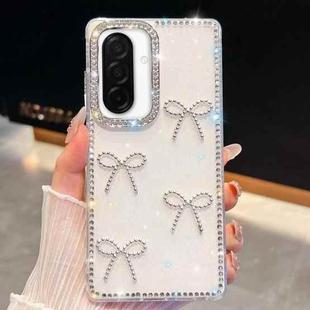 For Samsung Galaxy A26 5G Diamond Glitter Bow-knot Four-Corner Shockproof Phone Case(White)