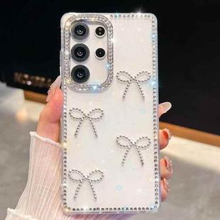 For Samsung Galaxy S24 FE 5G Diamond Glitter Bow-knot Four-Corner Shockproof Phone Case(White)