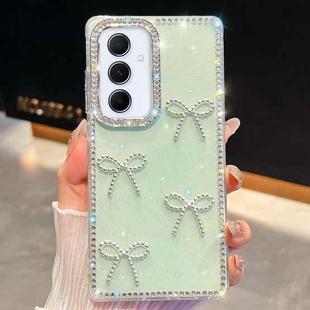 For Samsung Galaxy A55 5G Diamond Glitter Bow-knot Four-Corner Shockproof Phone Case(Light Green)