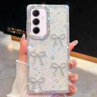 For Samsung Galaxy A35 5G Diamond Glitter Bow-knot Four-Corner Shockproof Phone Case(Transparent Stars)