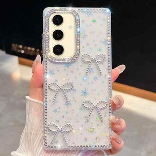 For Samsung Galaxy S24+ 5G Diamond Glitter Bow-knot Four-Corner Shockproof Phone Case(Transparent Stars)