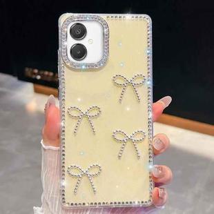 For Samsung Galaxy A07 5G Diamond Glitter Bow-knot Four-Corner Shockproof Phone Case(Light Yellow)