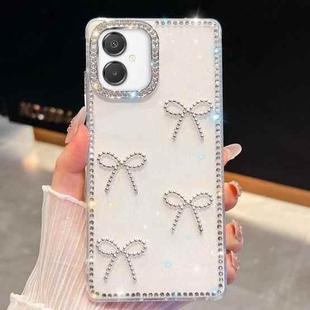 For Samsung Galaxy A07 5G Diamond Glitter Bow-knot Four-Corner Shockproof Phone Case(White)