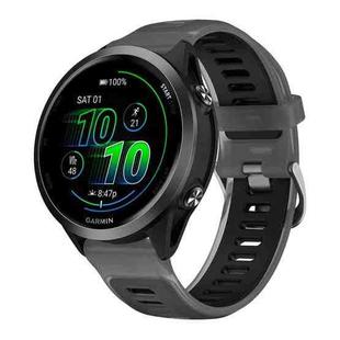 22mm Silver Steel Buckle Translucent Color Silicone Watch Band(Black)