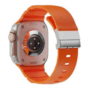 For Apple Watch 46mm / 49mm / 45mm / 44mm Magnetic Clasp Silicone Watch Band(Orange)