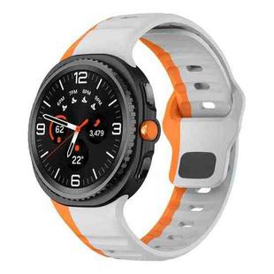 For Samsung Galaxy Watch8 / Watch8 Classic Wave Reverse Buckle Silicone Watch Band(Gray Orange)