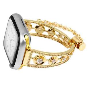 For Apple Watch 42mm / 41mm / 40mm / 38mm Platinum Star Zirconium Metal Watch Band(Gold)