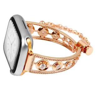 For Apple Watch 42mm / 41mm / 40mm / 38mm Platinum Star Zirconium Metal Watch Band(Rose Gold)