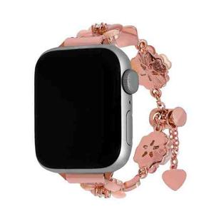 For Apple Watch 46mm / 49mm / 45mm / 44mm Four Leaf Clover Chain Alloy Watch Band(Rose Gold+Rose Gold Four Leaf Clover)