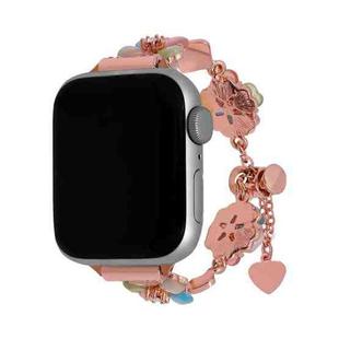 For Apple Watch 46mm / 49mm / 45mm / 44mm Four Leaf Clover Chain Alloy Watch Band(Rose Gold+Color Four Leaf Clover)