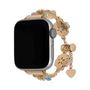 For Apple Watch 42mm / 41mm / 40mm / 38mm Four Leaf Clover Chain Alloy Watch Band(Gold+Color Four Leaf Clover)