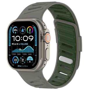For Apple Watch 46mm / 49mm / 45mm / 44mm Oblique Buckle Breathable Two-Color Silicone Watch Band(Olive Green Gray Army Pants Khaki)
