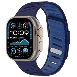 For Apple Watch 46mm / 49mm / 45mm / 44mm Oblique Buckle Breathable Two-Color Silicone Watch Band(Shades of Navy)