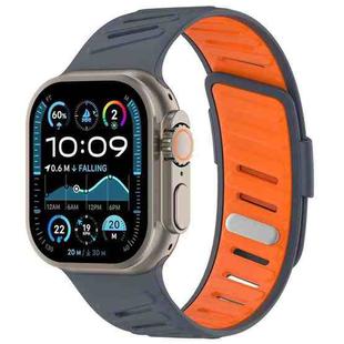 For Apple Watch 46mm / 49mm / 45mm / 44mm Oblique Buckle Breathable Two-Color Silicone Watch Band(Gray Orange)
