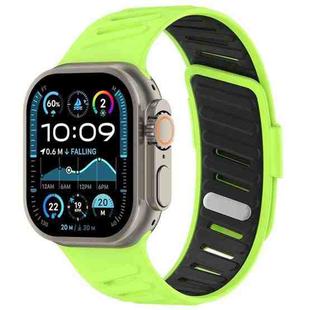 For Apple Watch 46mm / 49mm / 45mm / 44mm Oblique Buckle Breathable Two-Color Silicone Watch Band(Fluorescent Green Black)