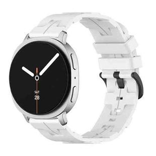 For Samsung Galaxy Watch8 / Watch8 Classic Black Buckle Round Tail Silicone Watch Band(White)