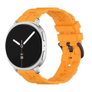 For Samsung Galaxy Watch8 / Watch8 Classic Black Buckle Round Tail Silicone Watch Band(Amber Yellow)