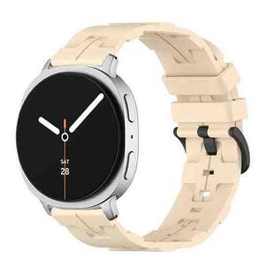 For Samsung Galaxy Watch8 / Watch8 Classic Black Buckle Round Tail Silicone Watch Band(Beige)