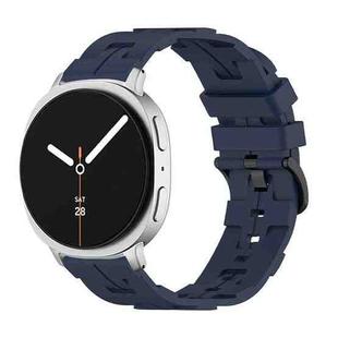 For Samsung Galaxy Watch8 / Watch8 Classic Black Buckle Round Tail Silicone Watch Band(Navy Blue)