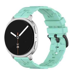 For Samsung Galaxy Watch8 / Watch8 Classic Black Buckle Round Tail Silicone Watch Band(Teal Blue)