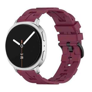 For Samsung Galaxy Watch8 / Watch8 Classic Black Buckle Round Tail Silicone Watch Band(Wine Red)