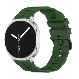 For Samsung Galaxy Watch8 / Watch8 Classic Black Buckle Round Tail Silicone Watch Band(Army Green)