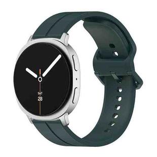 For Samsung Galaxy Watch8 / Watch8 Classic Colorful Buckle Grooved Silicone Watch Band(Dark Green)