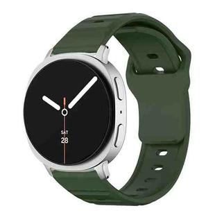 For Samsung Galaxy Watch8 / Watch8 Classic Wave Texture Stud Buckle Silicone Watch Band(Army Green)