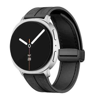 For Samsung Galaxy Watch8 / Watch8 Classic Fold Magnetic Buckle Hybrid Nylon Silicone Watch Band(Black)