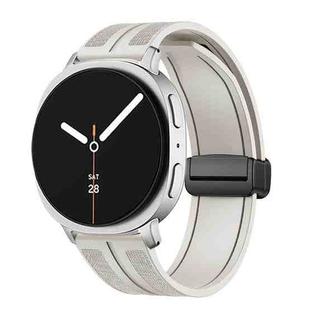 For Samsung Galaxy Watch8 / Watch8 Classic Fold Magnetic Buckle Hybrid Nylon Silicone Watch Band(Starlight)