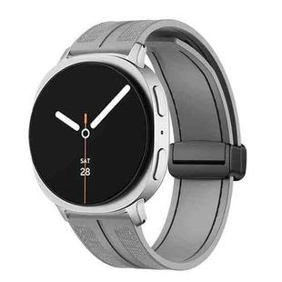 For Samsung Galaxy Watch8 / Watch8 Classic Fold Magnetic Buckle Hybrid Nylon Silicone Watch Band(Gray)