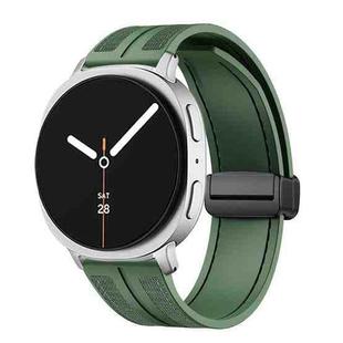 For Samsung Galaxy Watch8 / Watch8 Classic Fold Magnetic Buckle Hybrid Nylon Silicone Watch Band(Spruce Green)